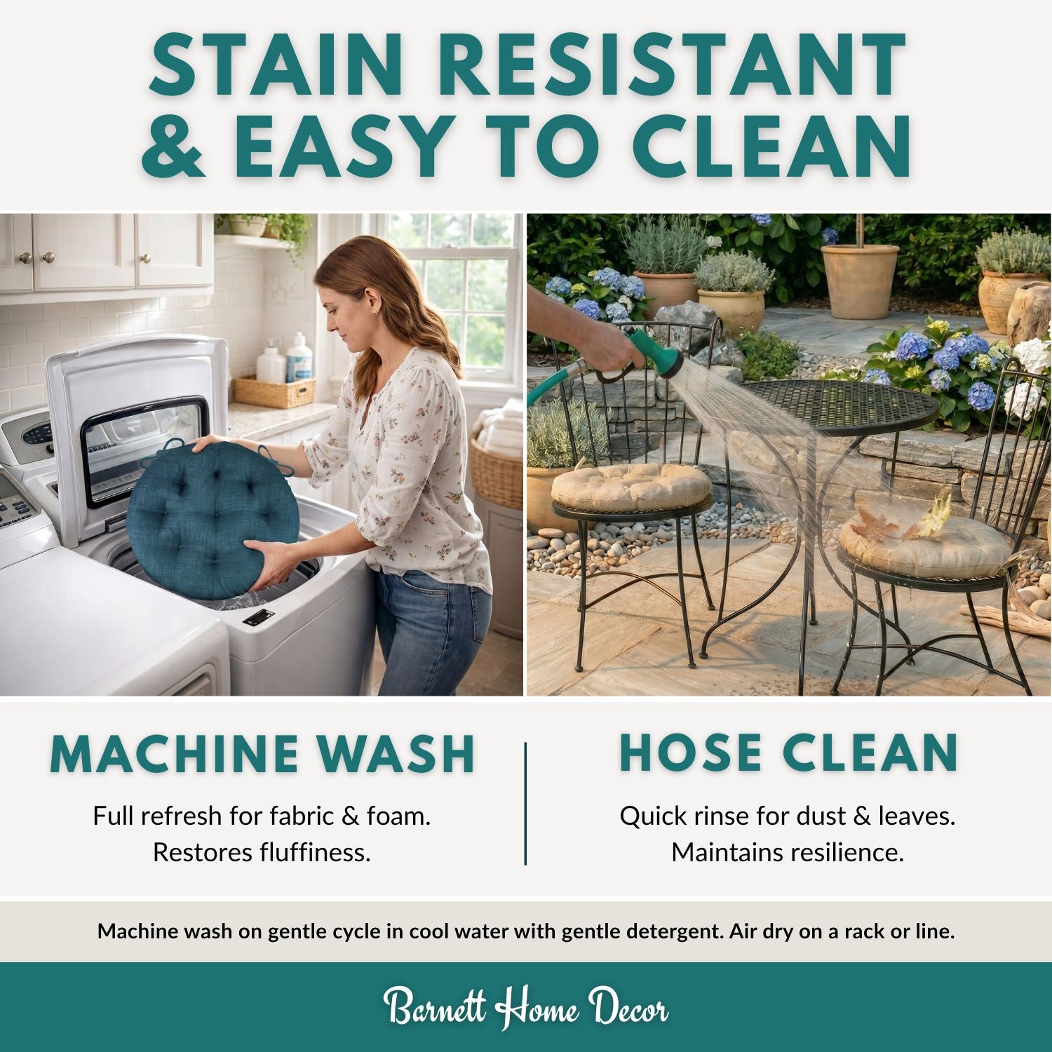 Bistro Chair Cushion - Fulton Aqua - 16" Round Chair Cushion - Indoor / Outdoor