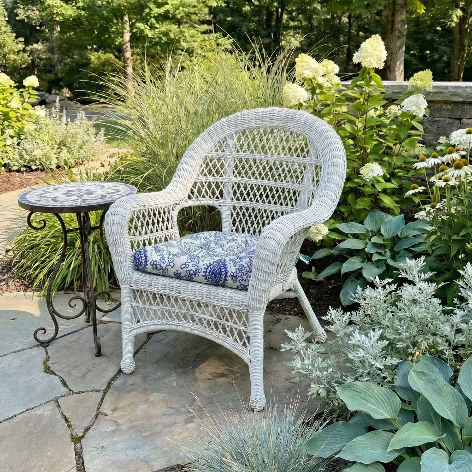 Sylvan Navy Blue Indoor / Outdoor Dining Chair Pads & Patio Cushions