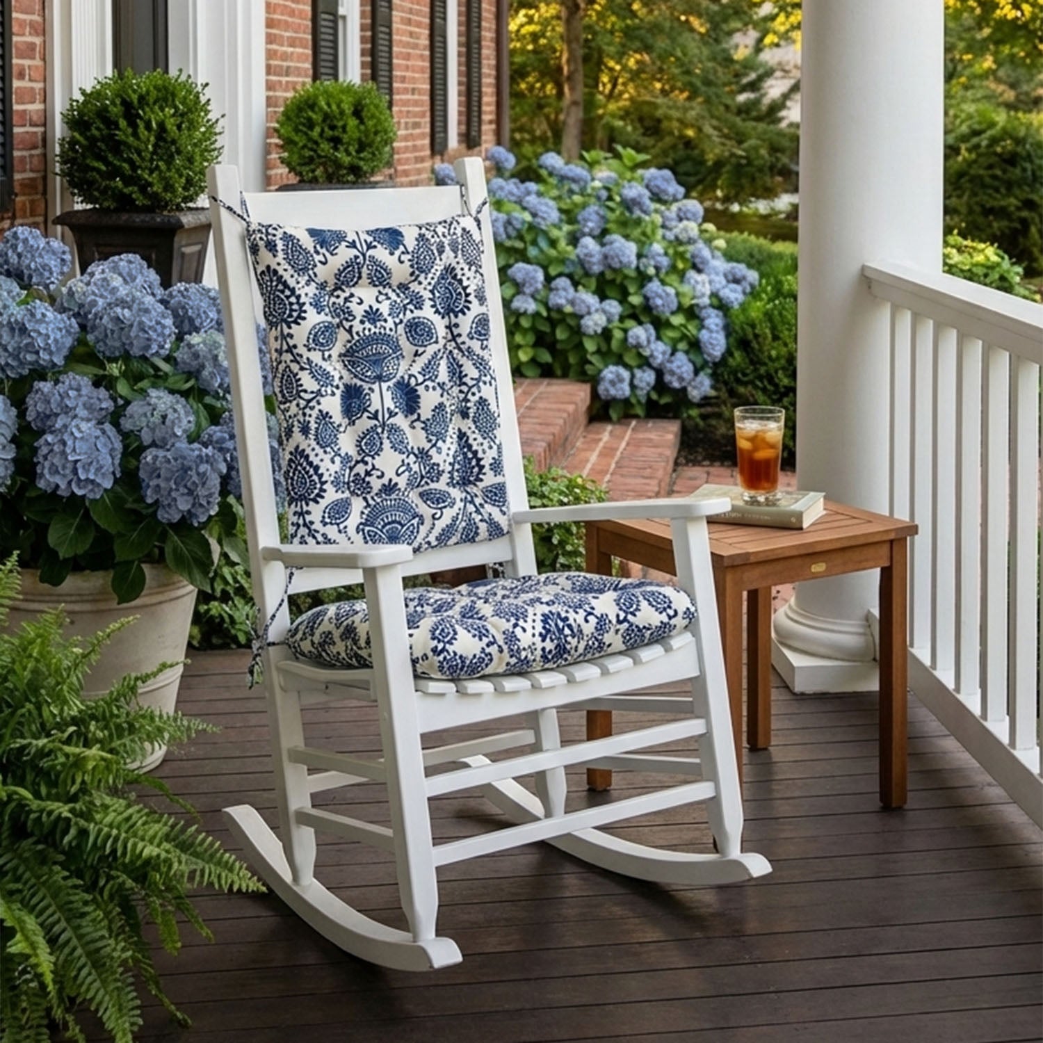 Sylvan Navy Blue Arts & Crafts Porch Rocker Cushions - Fade Resistant