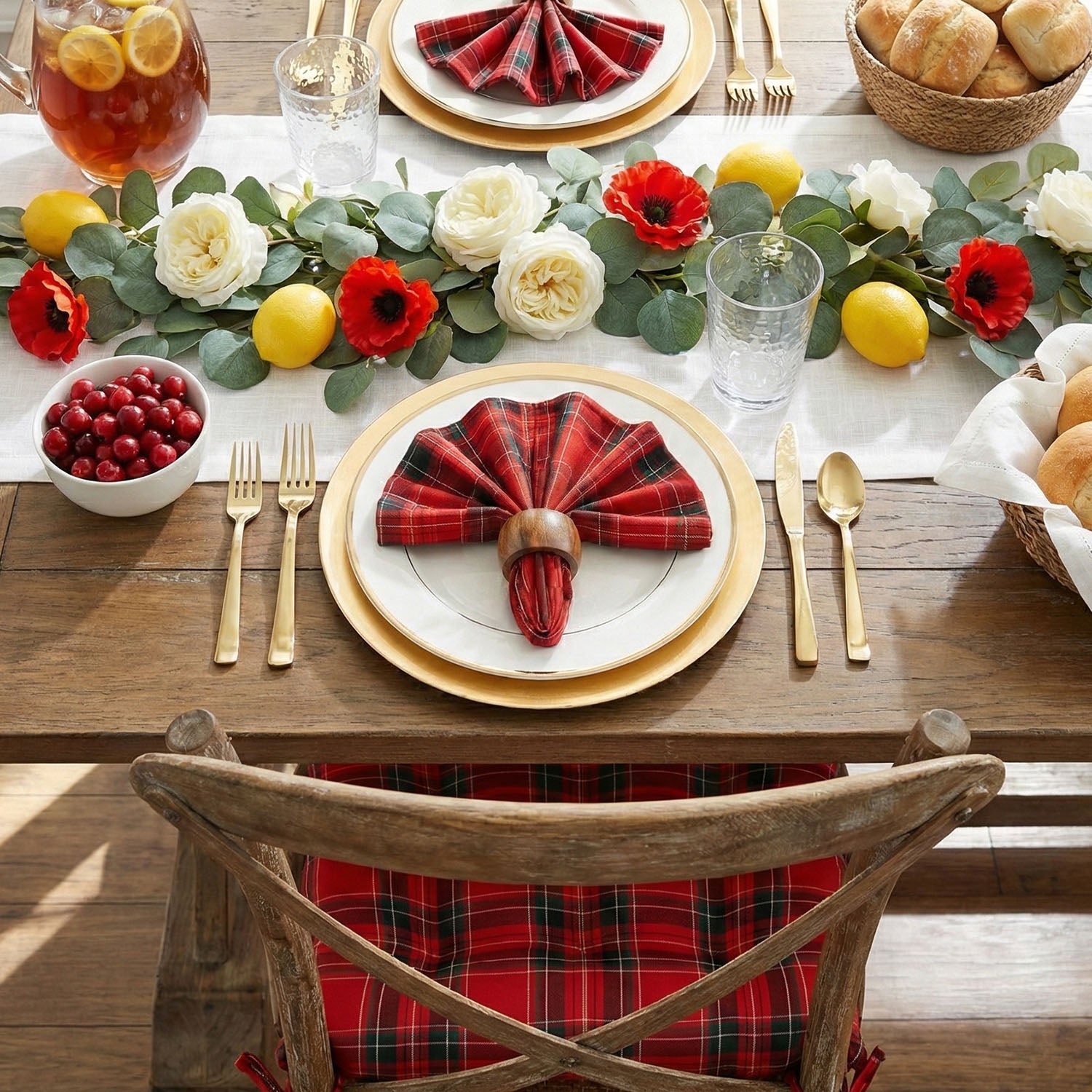 Tartan Red Cloth Napkins Set of 4 or Set of 8