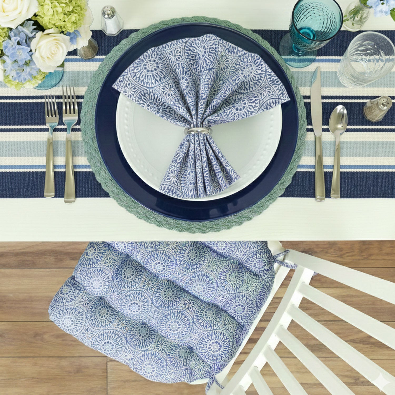 Tibet Blue Napkins Set of 4 or Set of 8