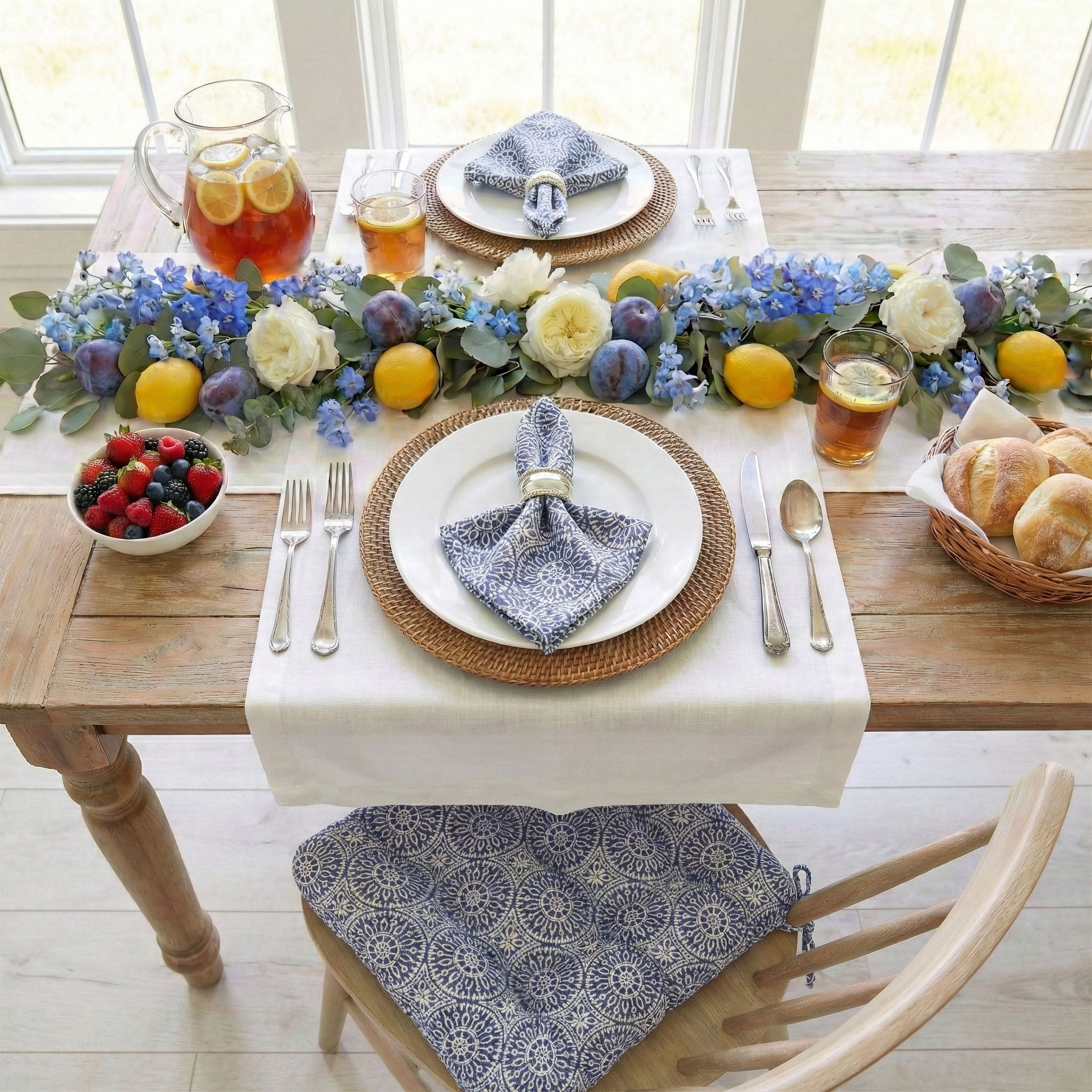 Tibet Blue Napkins Set of 4 or Set of 8