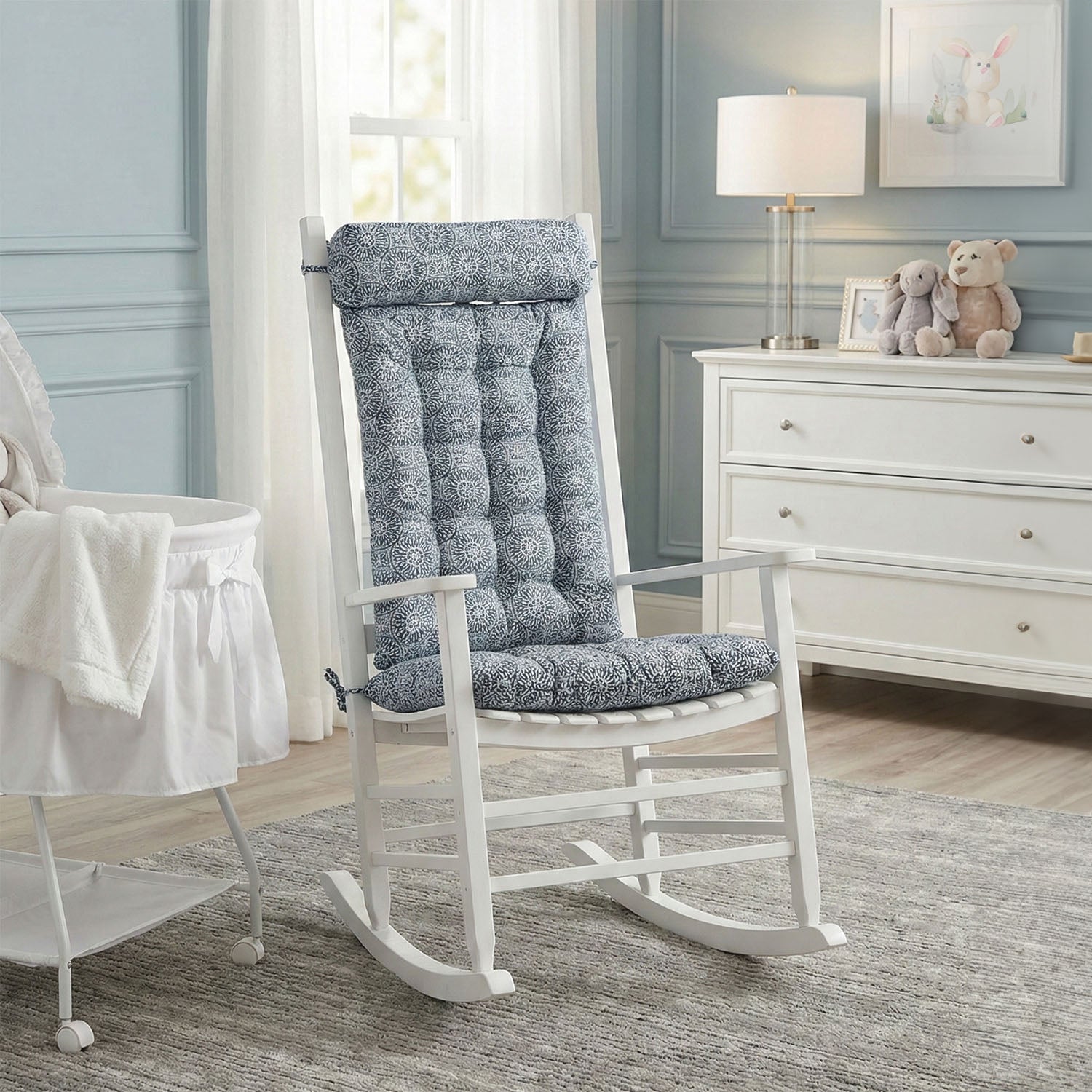 Tibet Blue Mandalas Rocking Chair Cushions - Latex Foam Fill