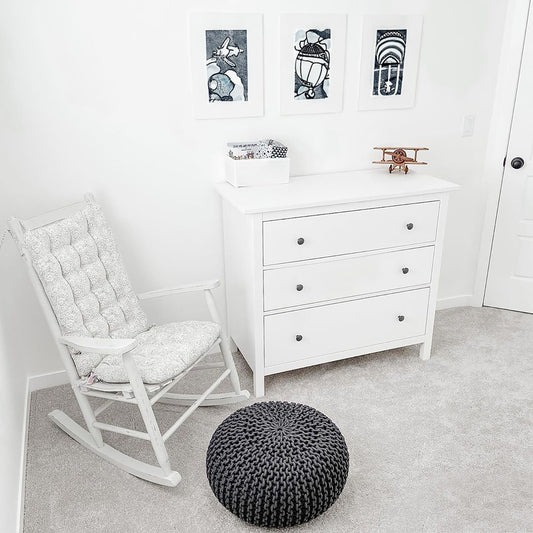 Tibet Grey Rocking Chair Cushions - Barnett Home Decor - Grey & White