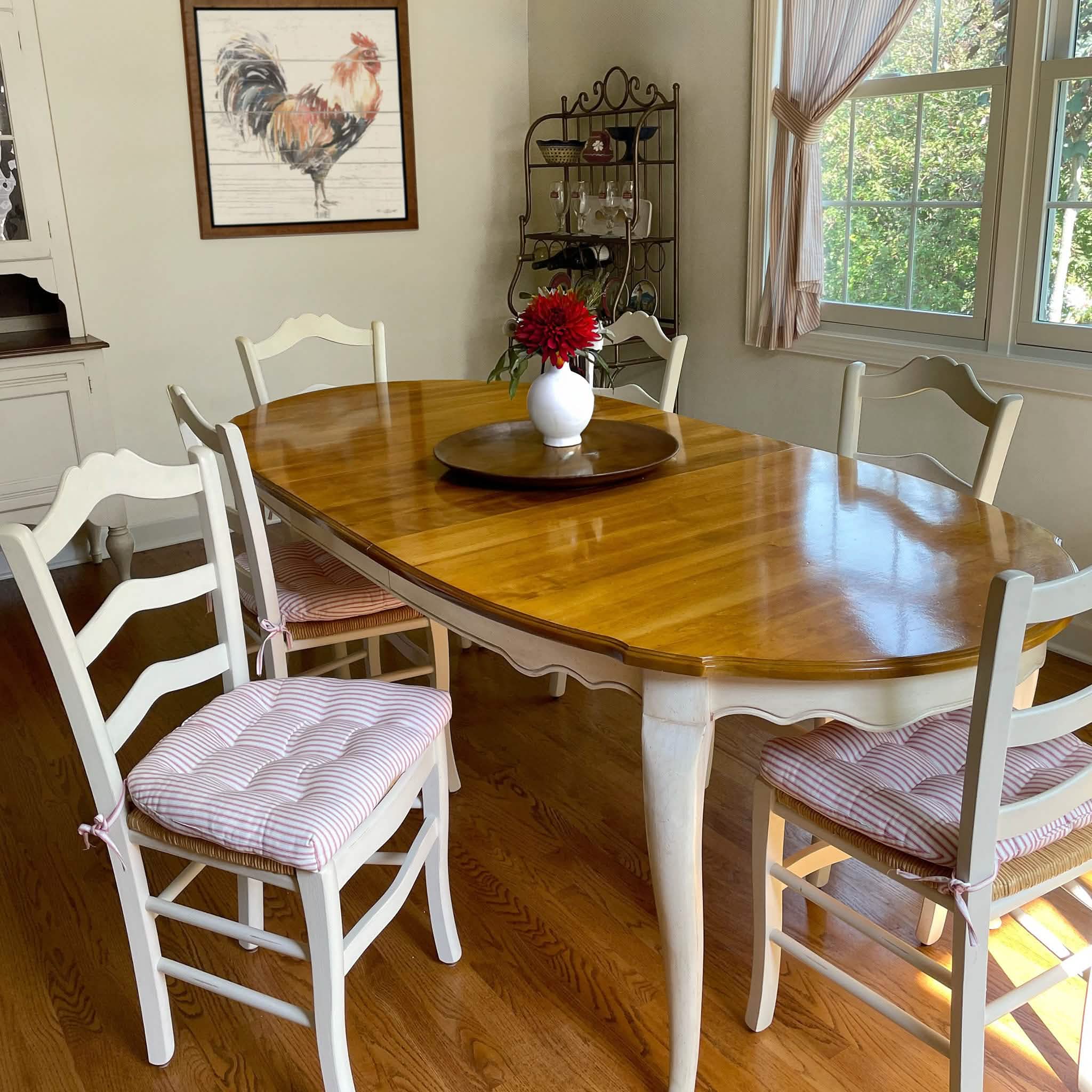Ticking Stripe Red Dining Chair Pad - Reversible, Latex Foam Fill