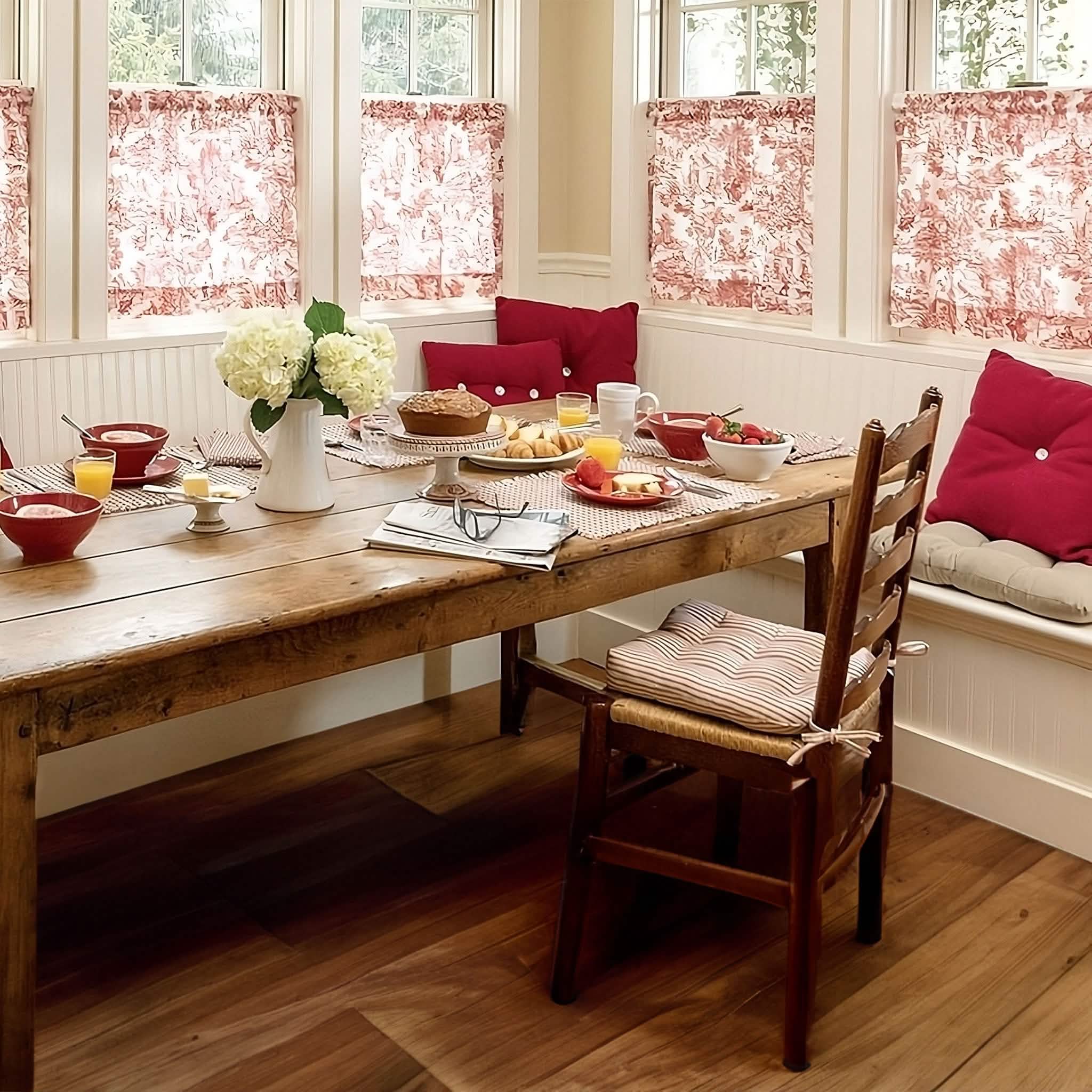 Ticking Stripe Red Dining Chair Pad - Reversible, Latex Foam Fill