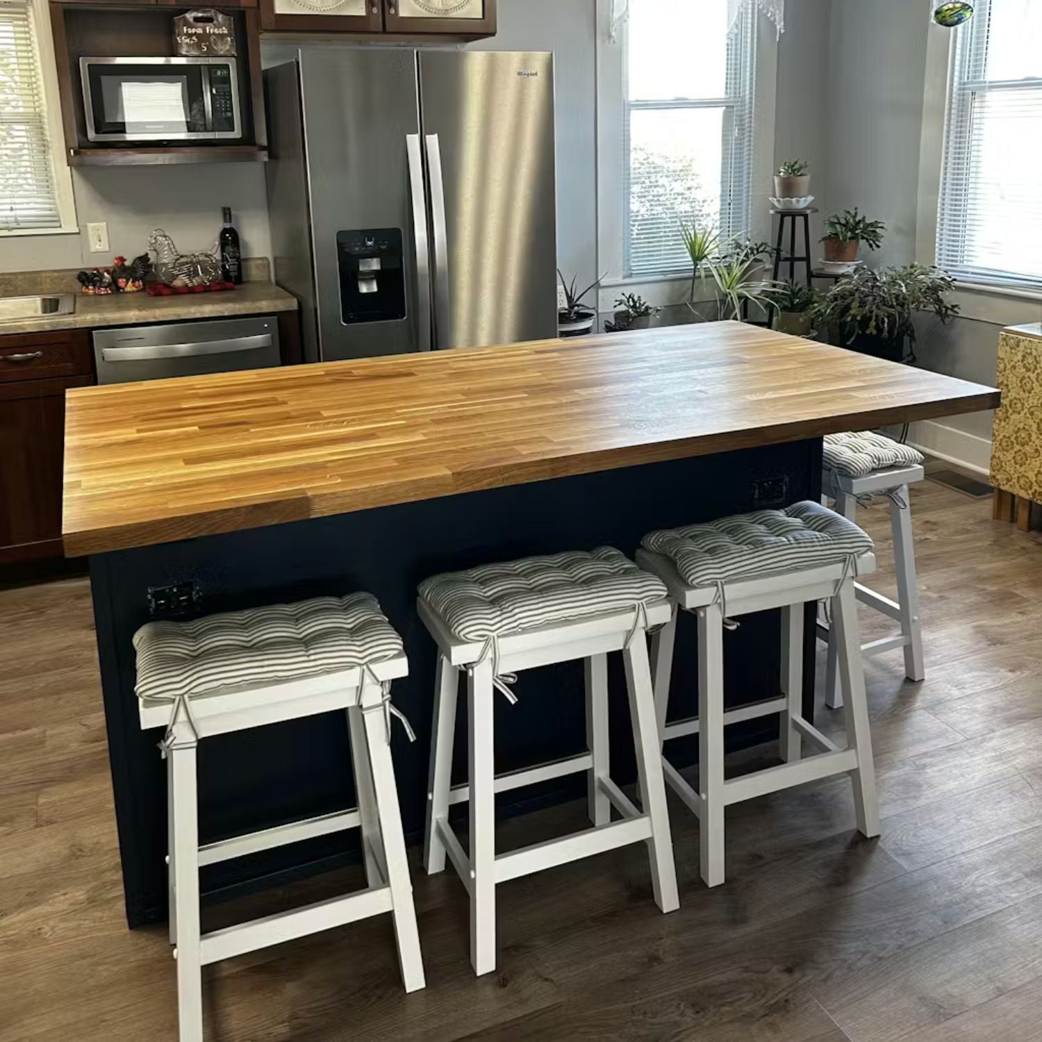 Ticking Stripe Black Saddle Stool Cushions - Gaucho Stool - Satori Seat Cushions