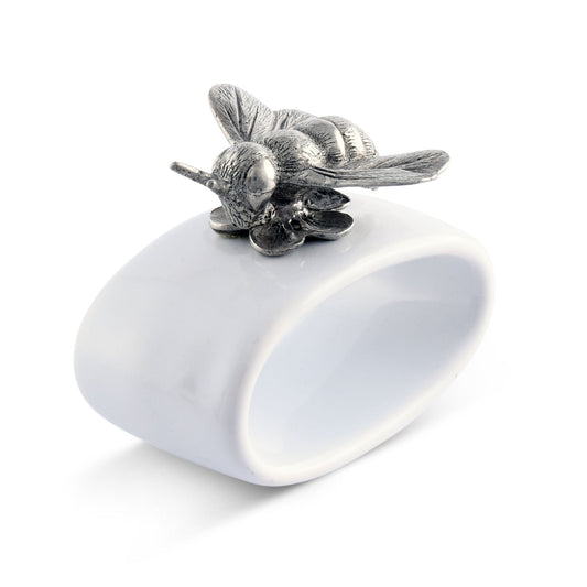 Honey Bee Napkin Ring - Pewter and Stoneware