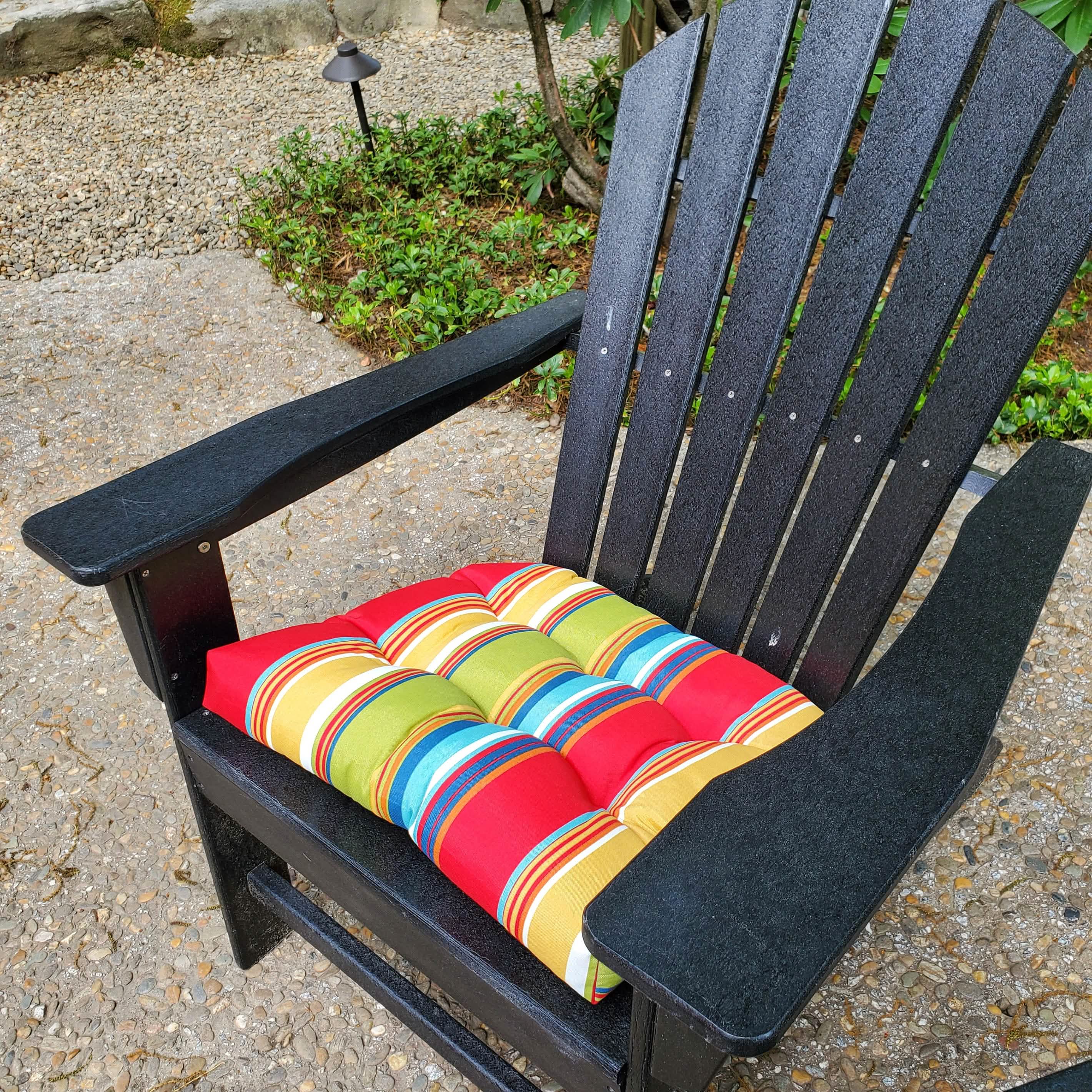 Westport Red patio cushion from garden collection by Barnett Home Decor shown in outdoor setting