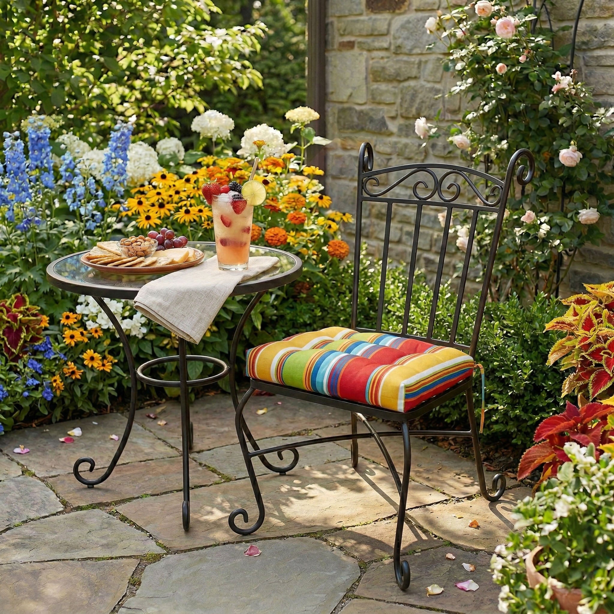 Westport Cabana Stripe Red Indoor / Outdoor Dining Chair Pads & Patio Cushions