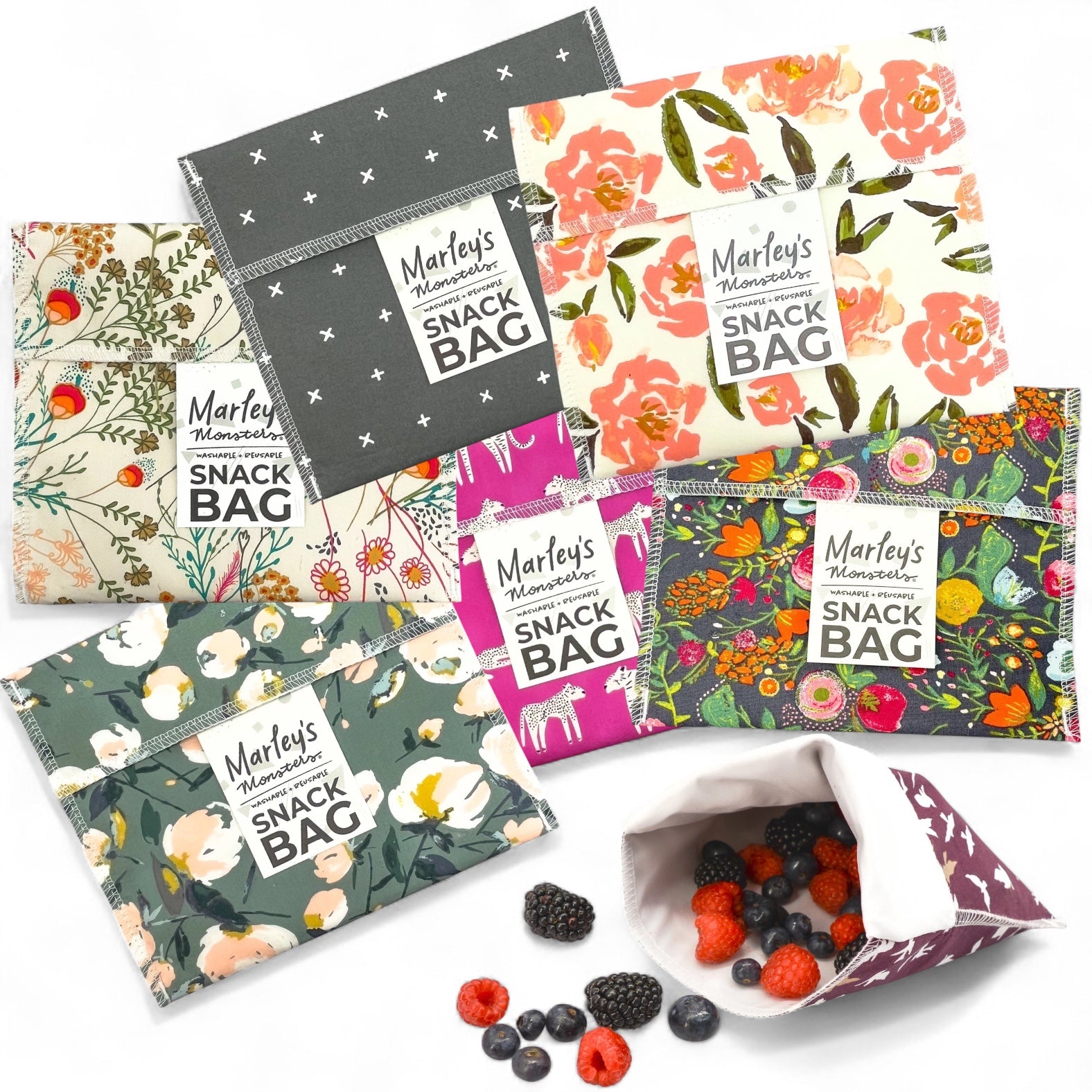 Reusable Snack Bag - 100% Cotton with BPA-Free Waterproof Lining, Washable