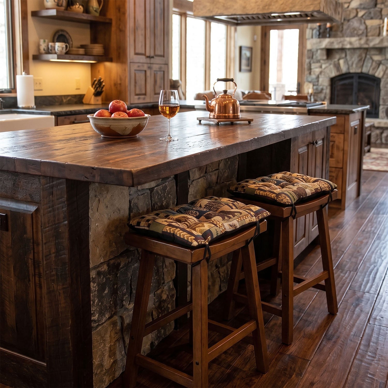 Woodlands Peters Cabin Saddle Stool Cushions - Gaucho Stool  / Satori Seat Cushions