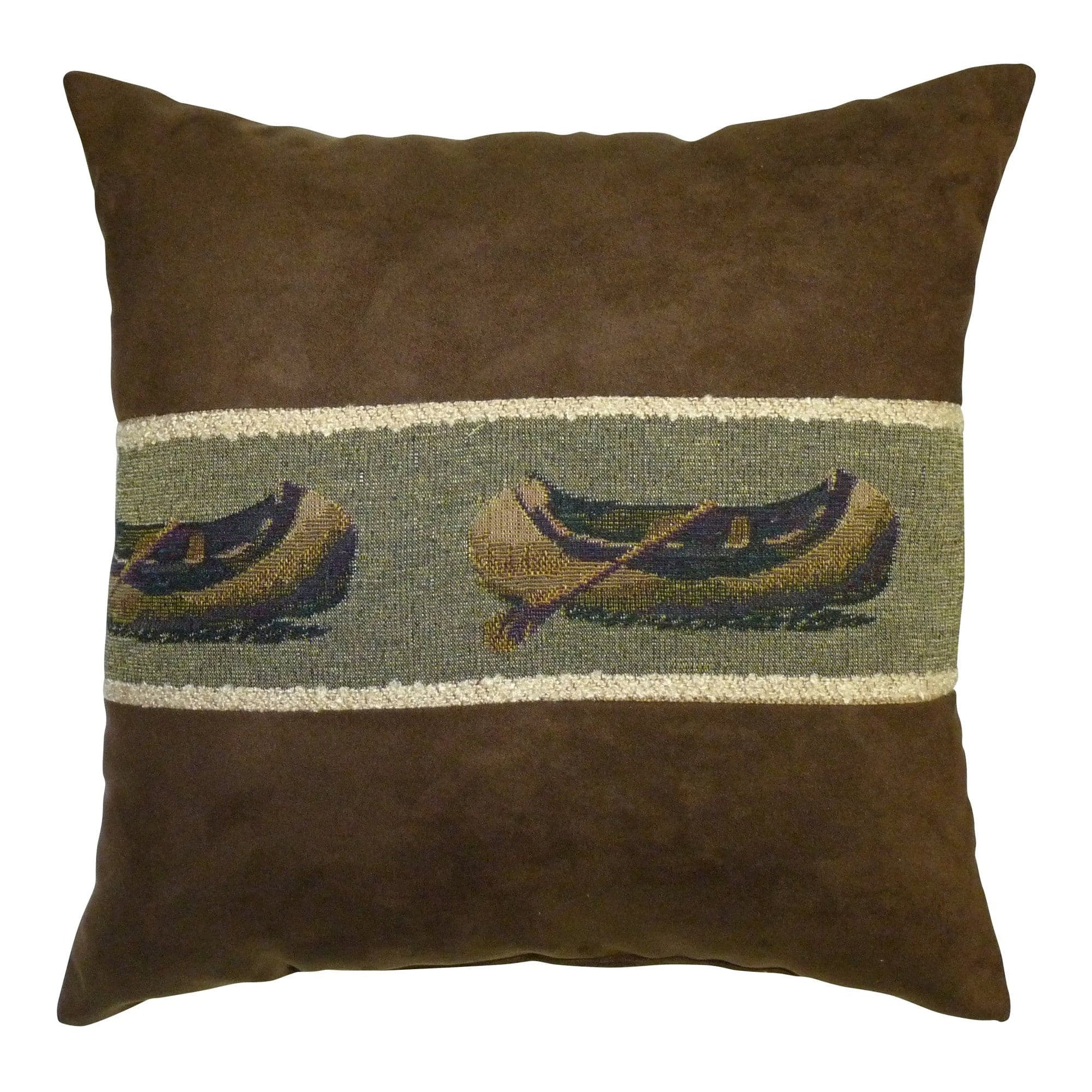 Canoe Microsuede Brown Throw Pillow | Barnett Home Decor