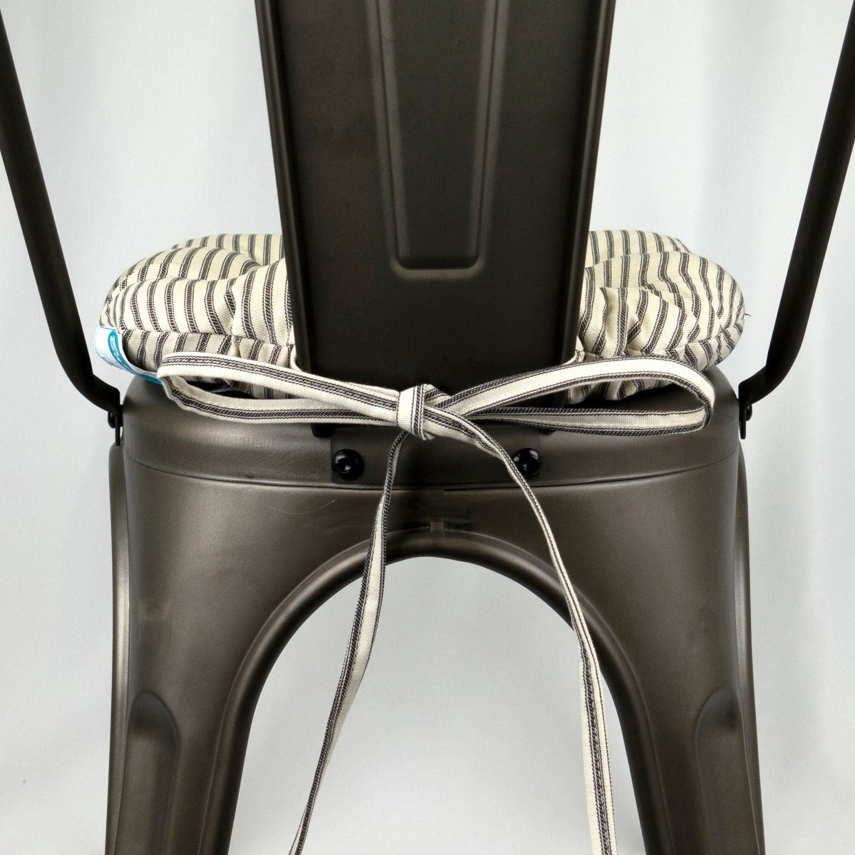 Ticking Stripe Black Dining Chair Pad - Reversible, Latex Foam Fill