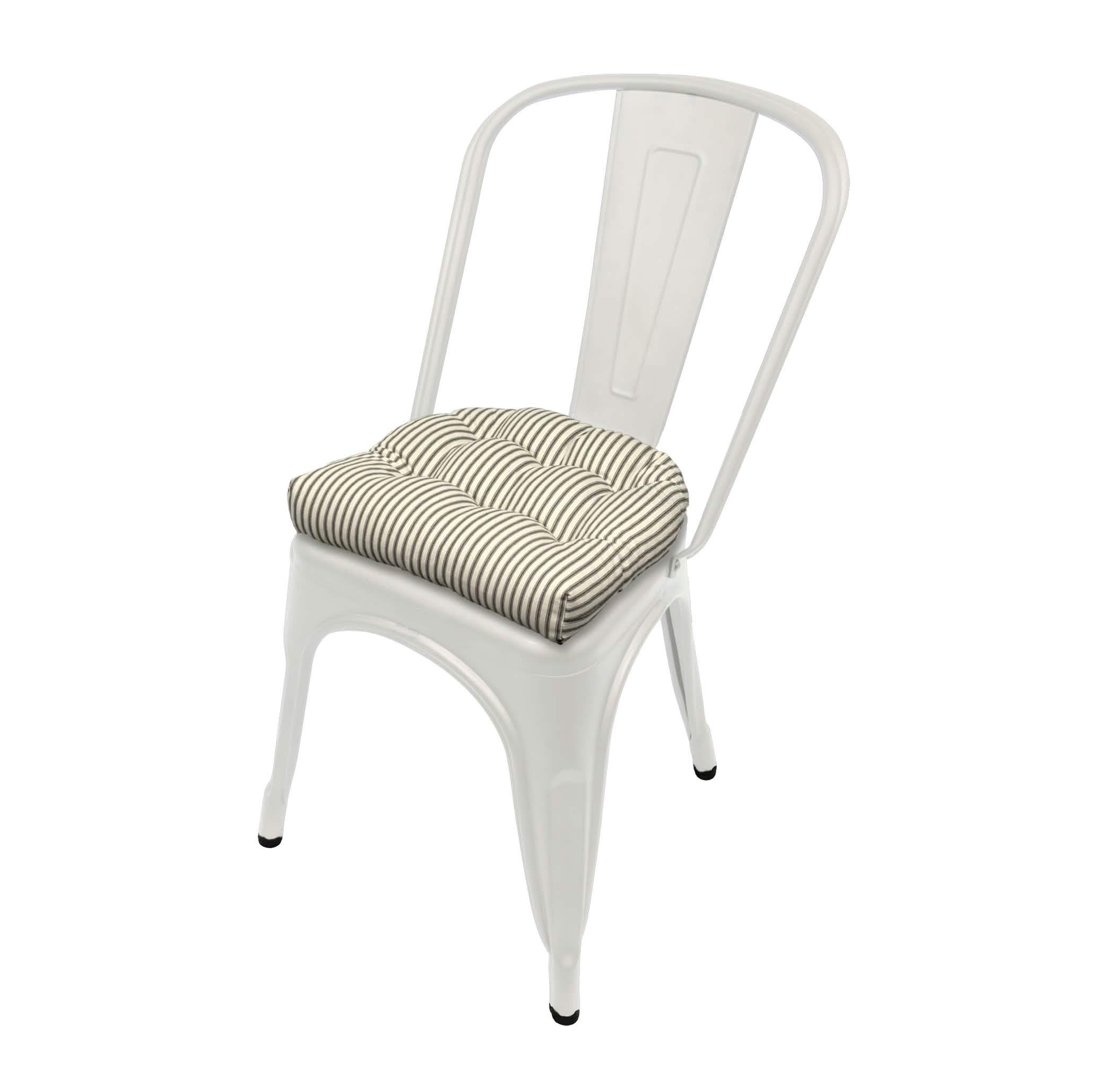 Black ticking stripe tolix chair cushion for metal chair - farmhouse