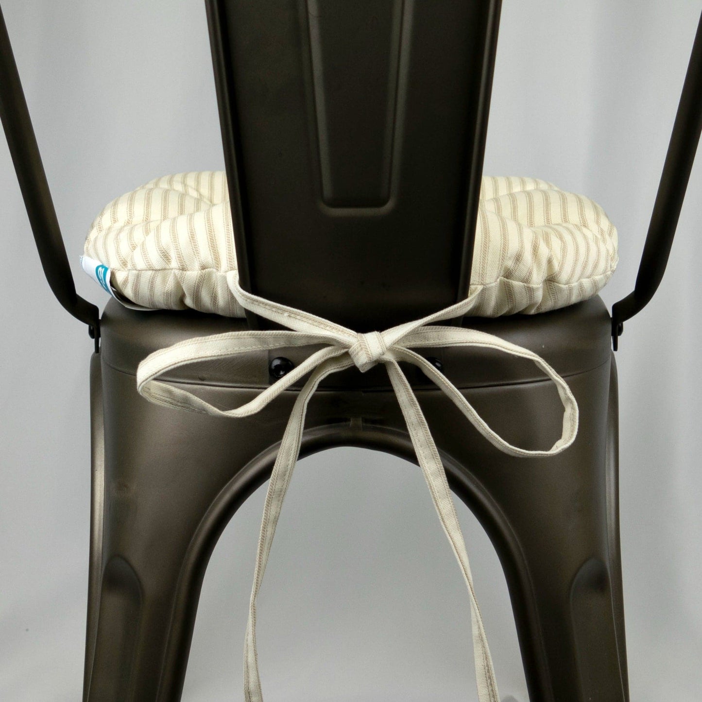 Ticking Stripe Natural Industrial Chair Cushion - Latex Foam Fill - Barnett Home Decor 