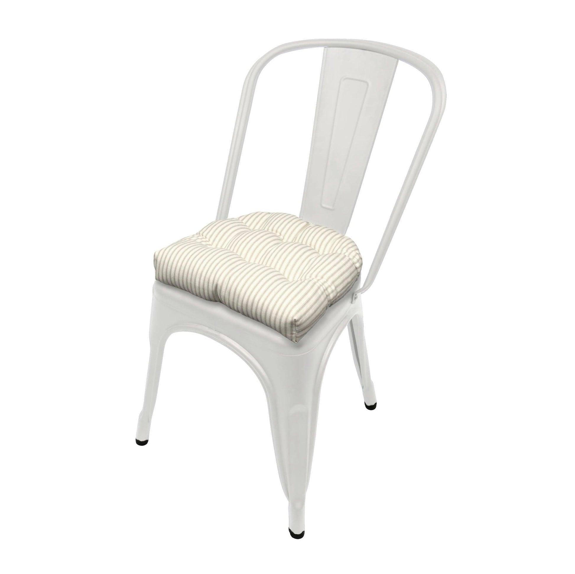 Ticking Stripe Natural Industrial Chair Cushion - Latex Foam Fill - Barnett Home Decor 