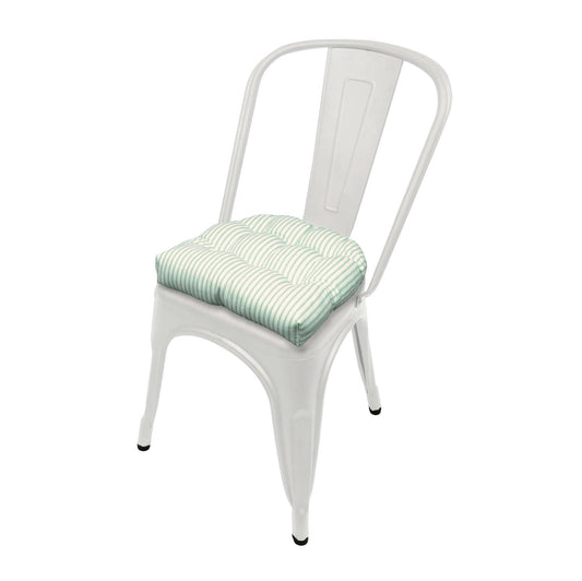 Ticking Stripe Aqua Industrial Chair Cushion - Latex Foam Fill - Barnett Home Decor 