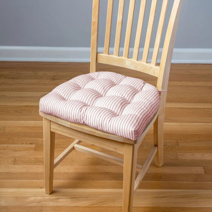 Ticking Stripe Red Dining Chair Pads- Barnett Home Decor - Red & White