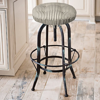 Ticking Stripe Black Bar Stool Cover - Barnett Home Decor - Black & White