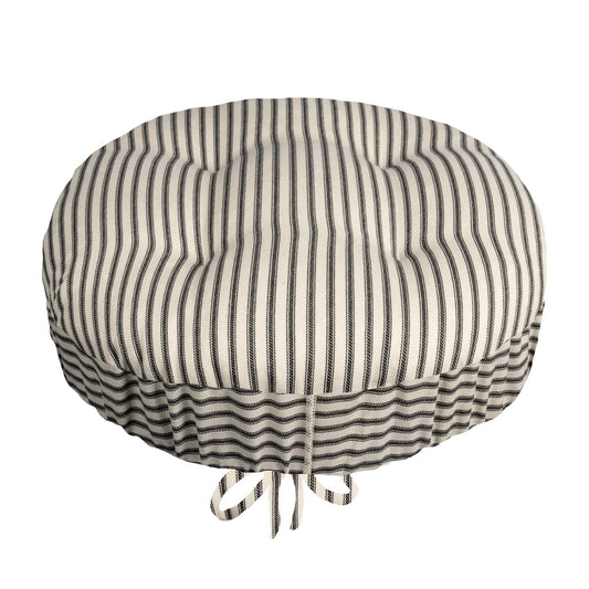 Ticking Stripe Black Bar Stool Cover - Barnett Home Decor - Black & White