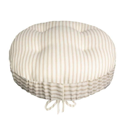Ticking Stripe Natural Bar Stool Cover - Barnett Home Decor - Tan & White