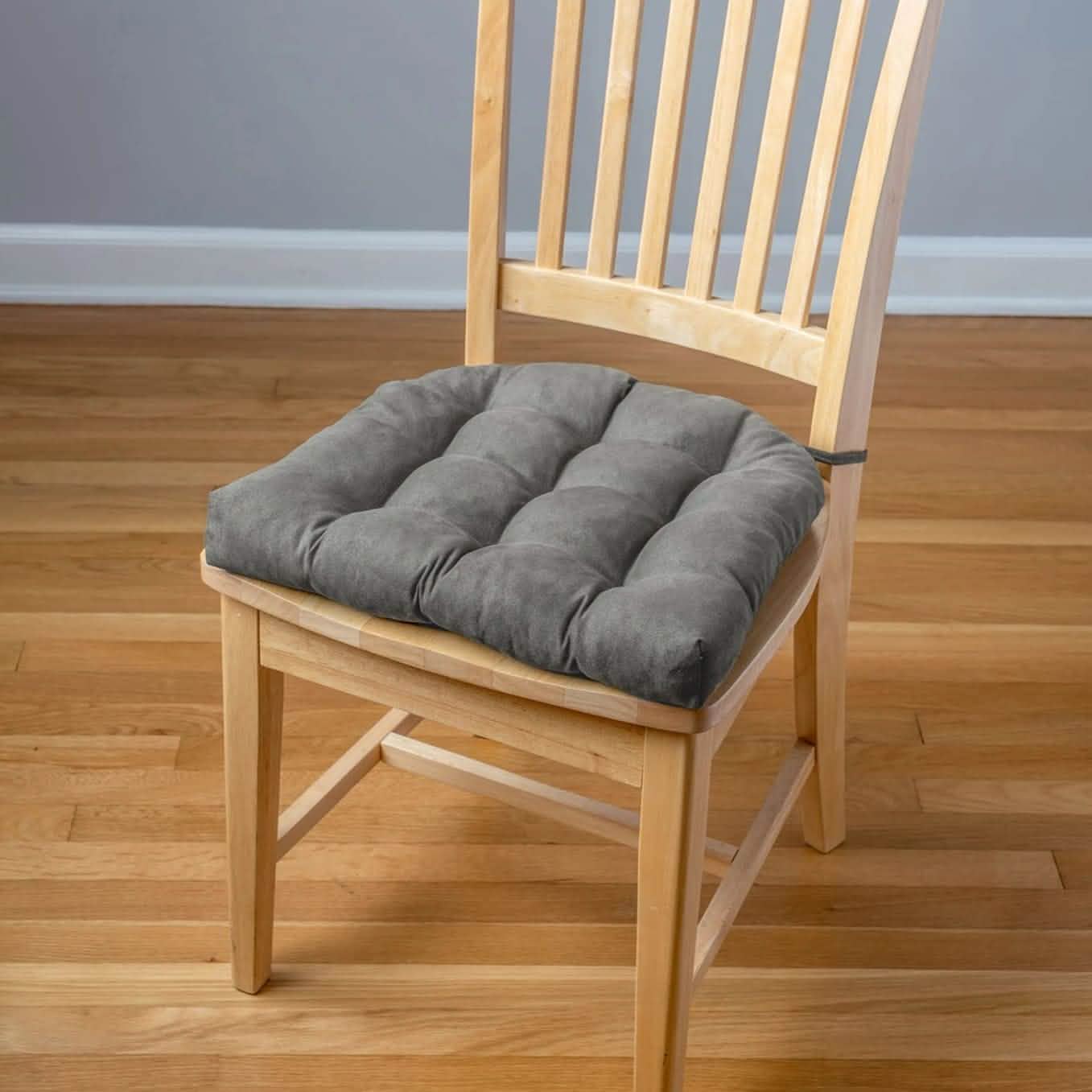 Microsuede Graphite Grey Dining Chair Pads | Barnett Home Decor | Grey