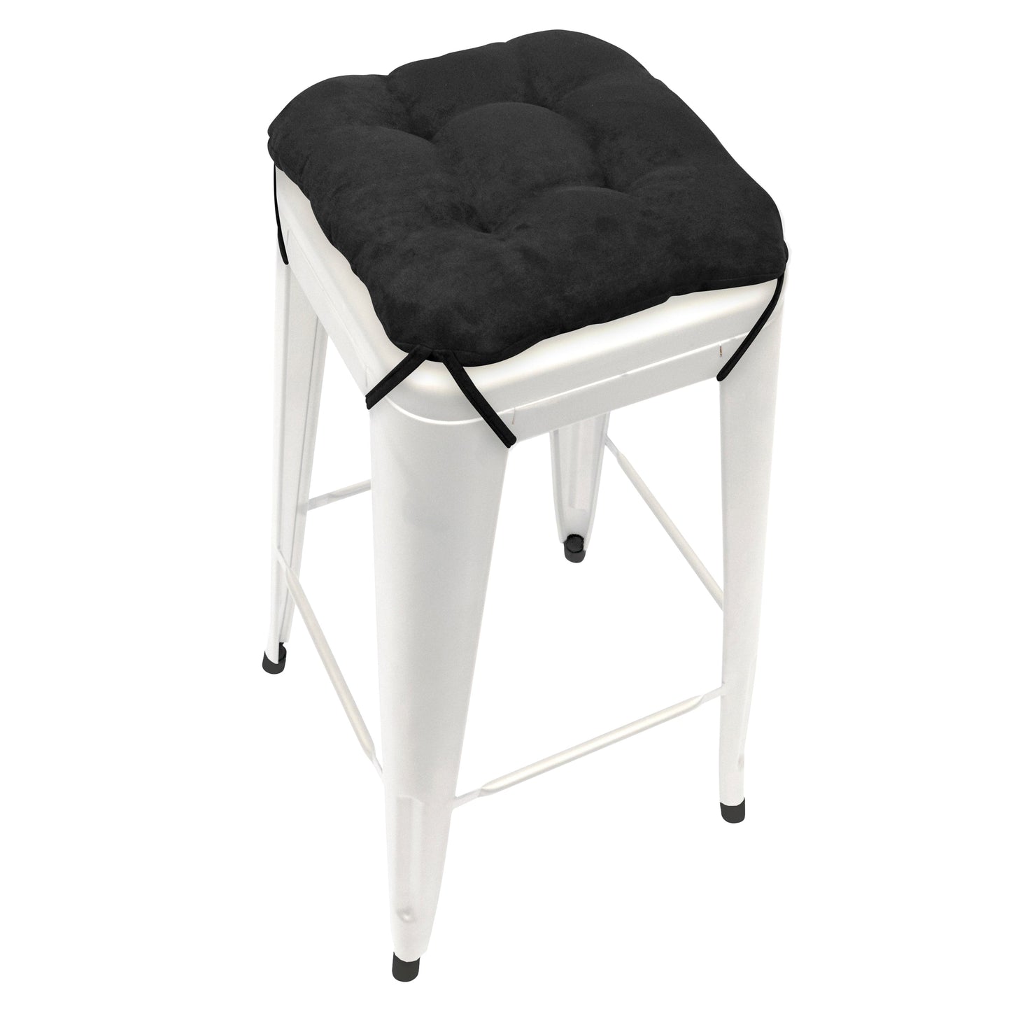 Micro-suede Black Square Industrial Bar Stool Cushion - Latex Foam Fill - Barnett Home Decor 