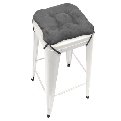 Micro-suede Grey Square Industrial Bar Stool Cushion - Latex Foam Fill - Barnett Home Decor 