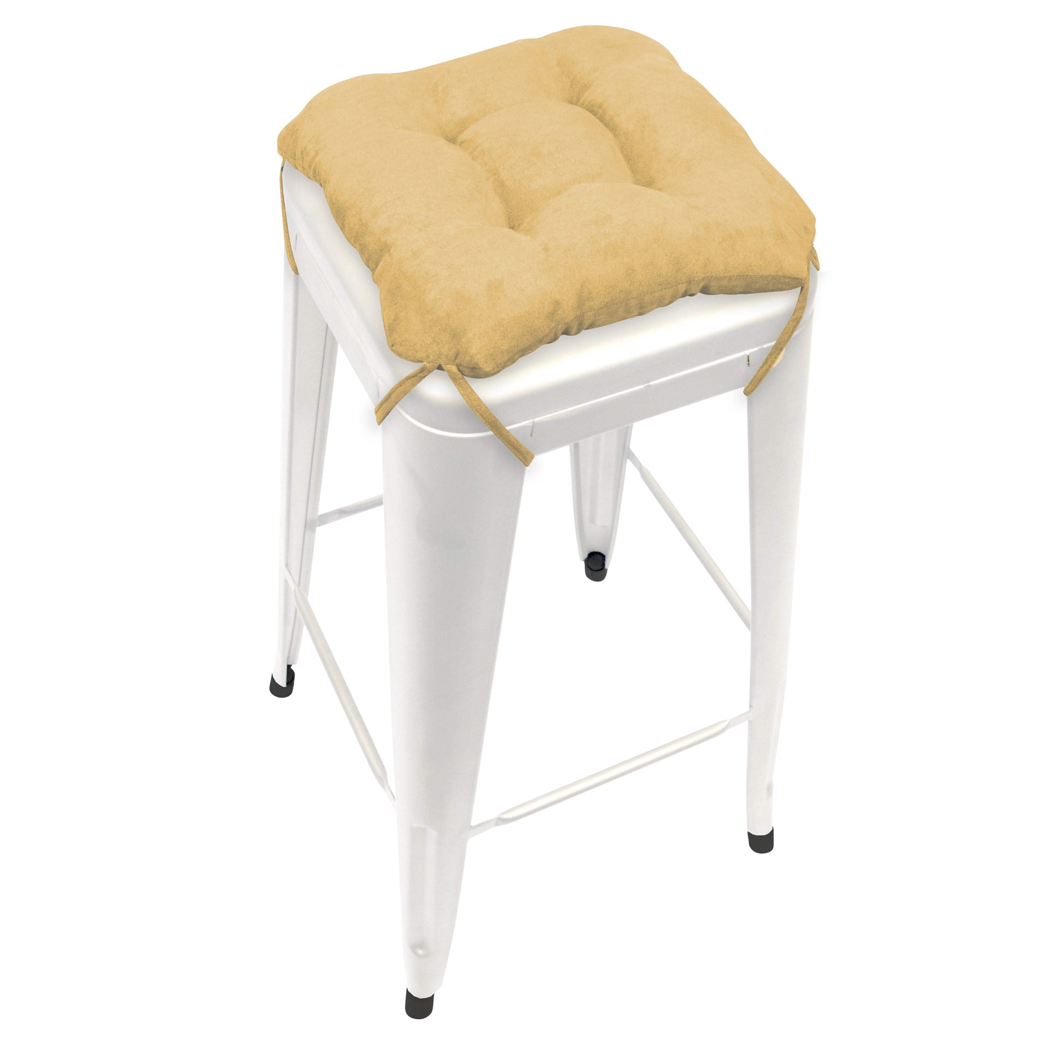 Micro-suede Camel Square Industrial Bar Stool Cushion - Latex Foam Fill - Barnett Home Decor - Sand - Tan