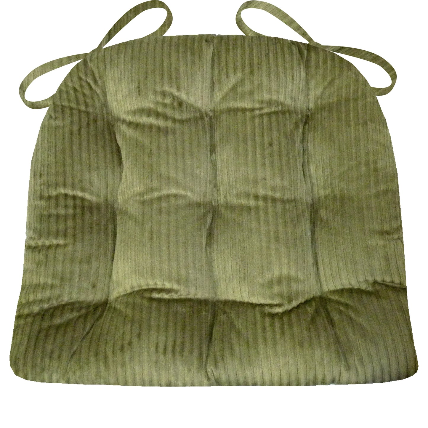 Corduroy (Wide Wale) Olive Green Dining Chair Pad  - Latex Foam Fill - Reversible