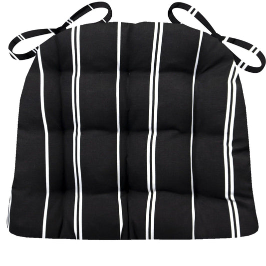 Pursuit Black and White Stripe Dining Chair Cushions- Barnett Home Décor