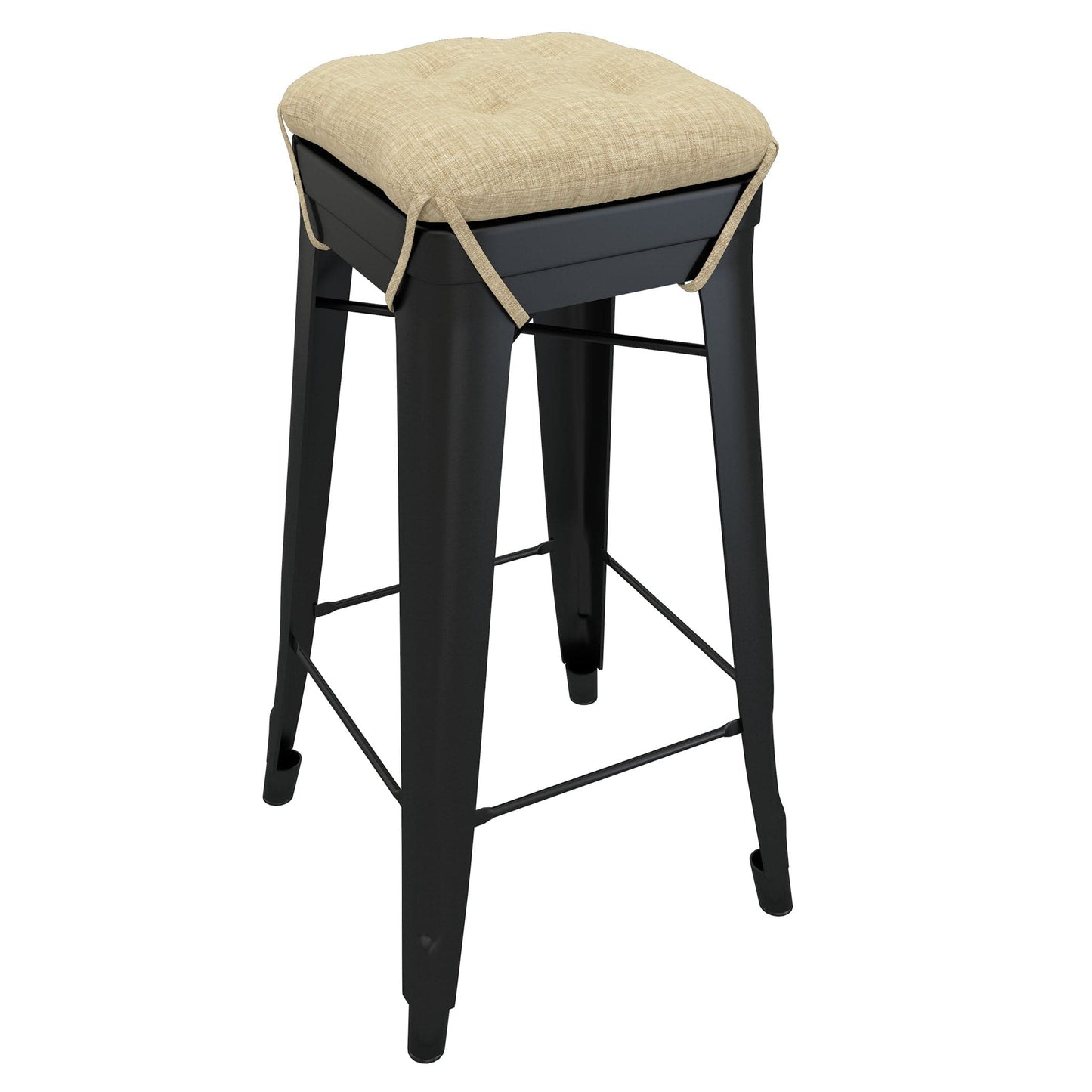Hayden Beige Square Industrial Tolix Stool Cushion on black tolix stool | Barnett Home Decor
