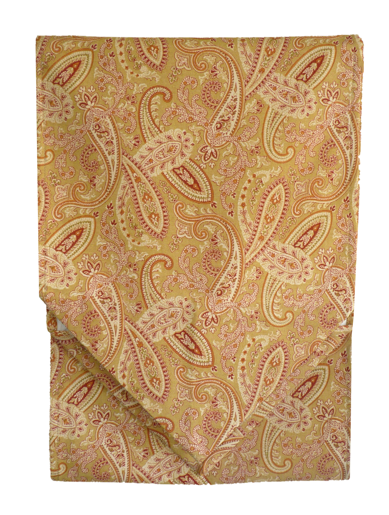 72" Table Runner - Gold Paisley - Lined, Hemmed, Pointed Ends