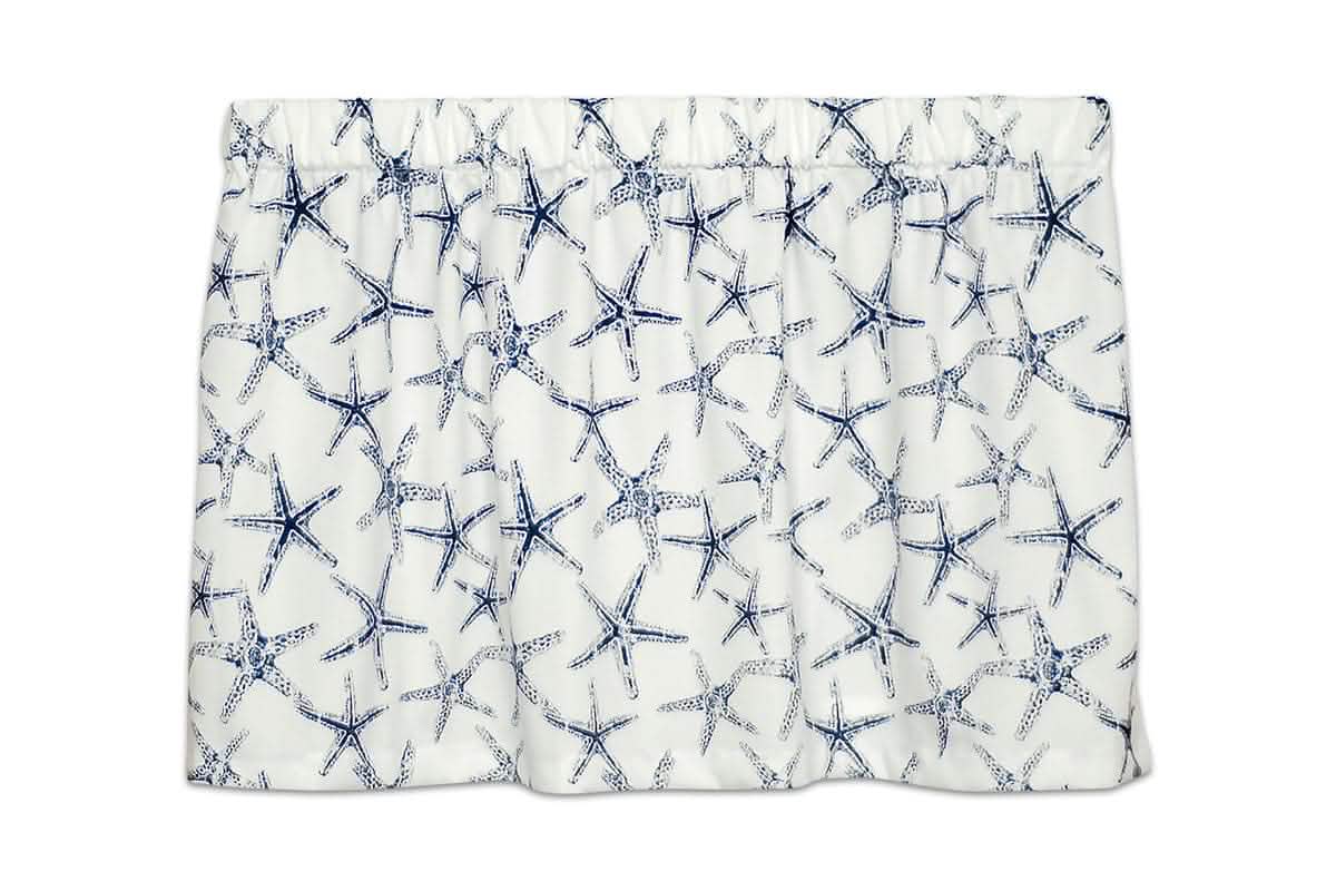 Tier Curtain (single) - Sea Shore Starfish Navy Blue - Barnett Home Decor