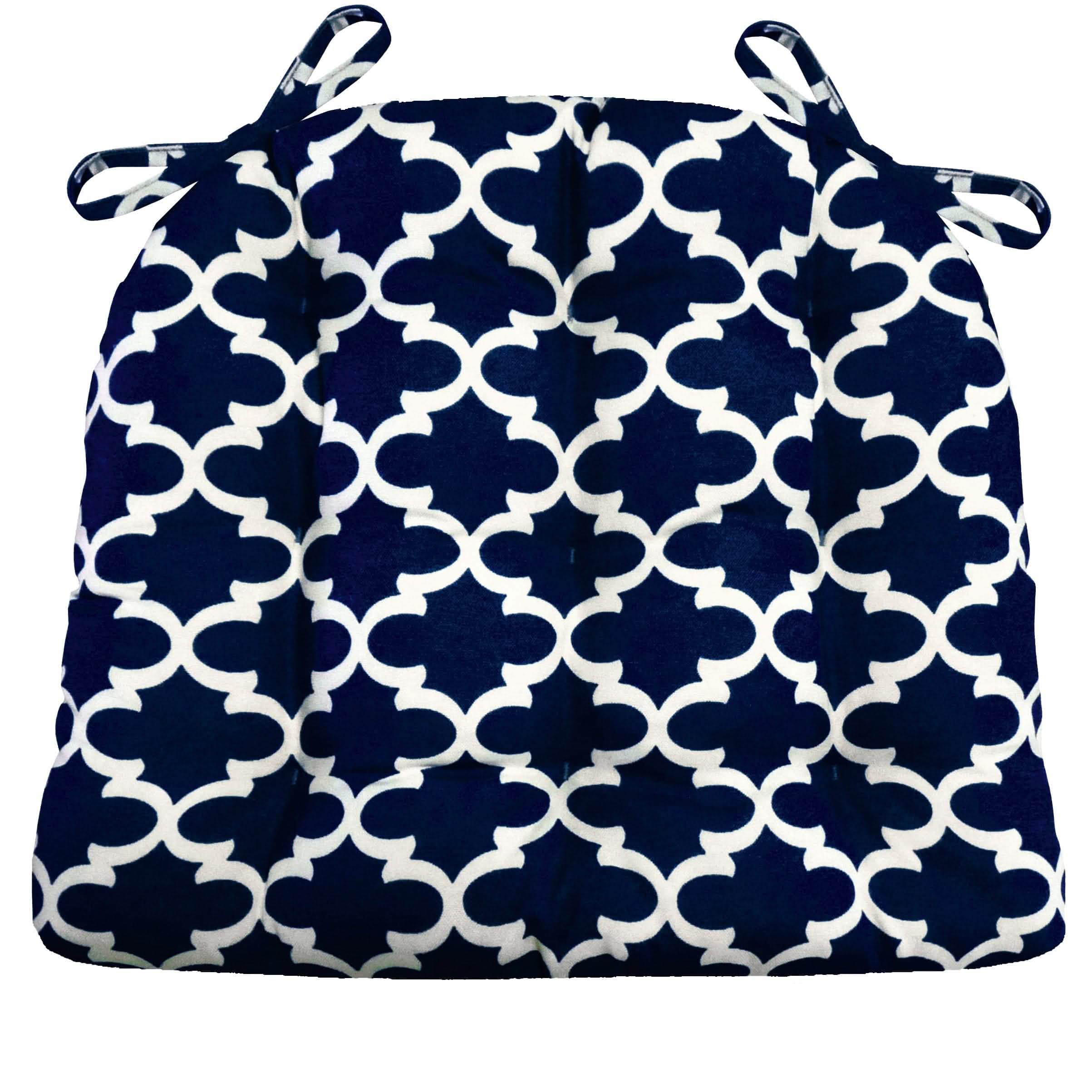 Fulton Ogee Navy Blue Dining Chair Pads - Indigo - Dark Blue - Ink Blue - Midnight - Barnett Home Décor - 