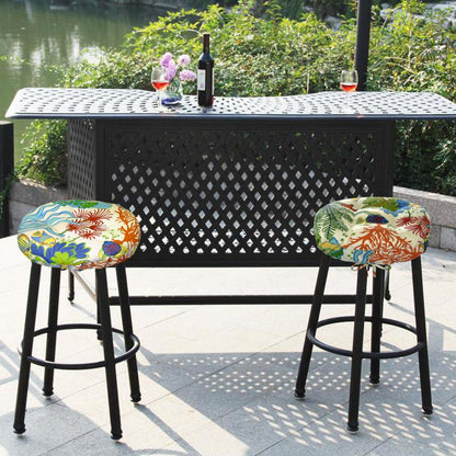 Splish-Splash Multi Indoor/Outdoor Barstool Cover | Barnett Home Decor | Green, Blue, Red, & Orange