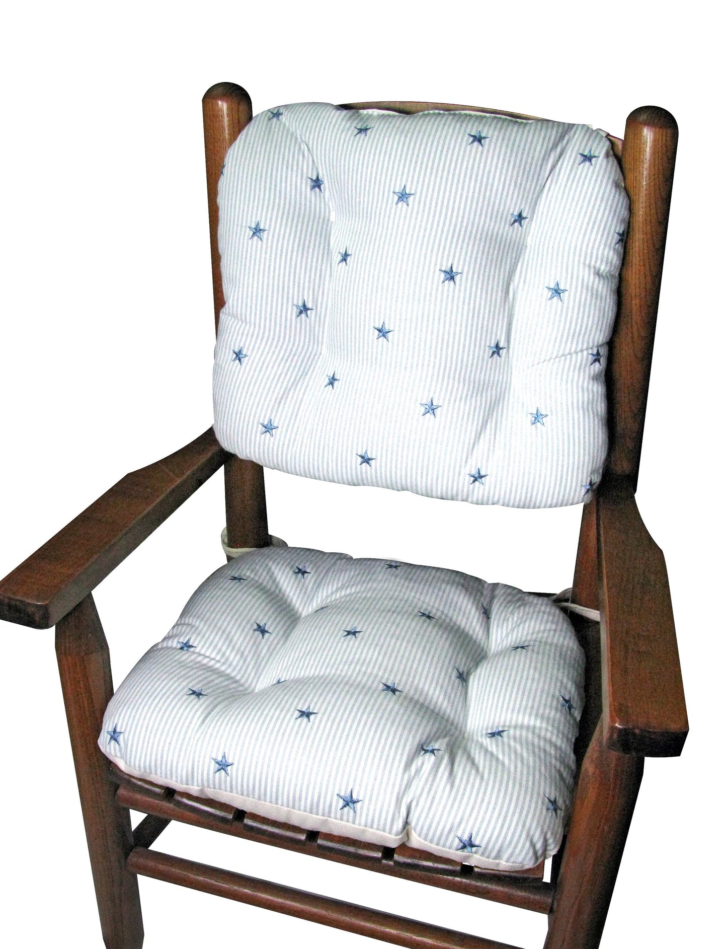 Embroideries Stars & Stripes Child Rocking Chair Cushions - Latex Foam Fill