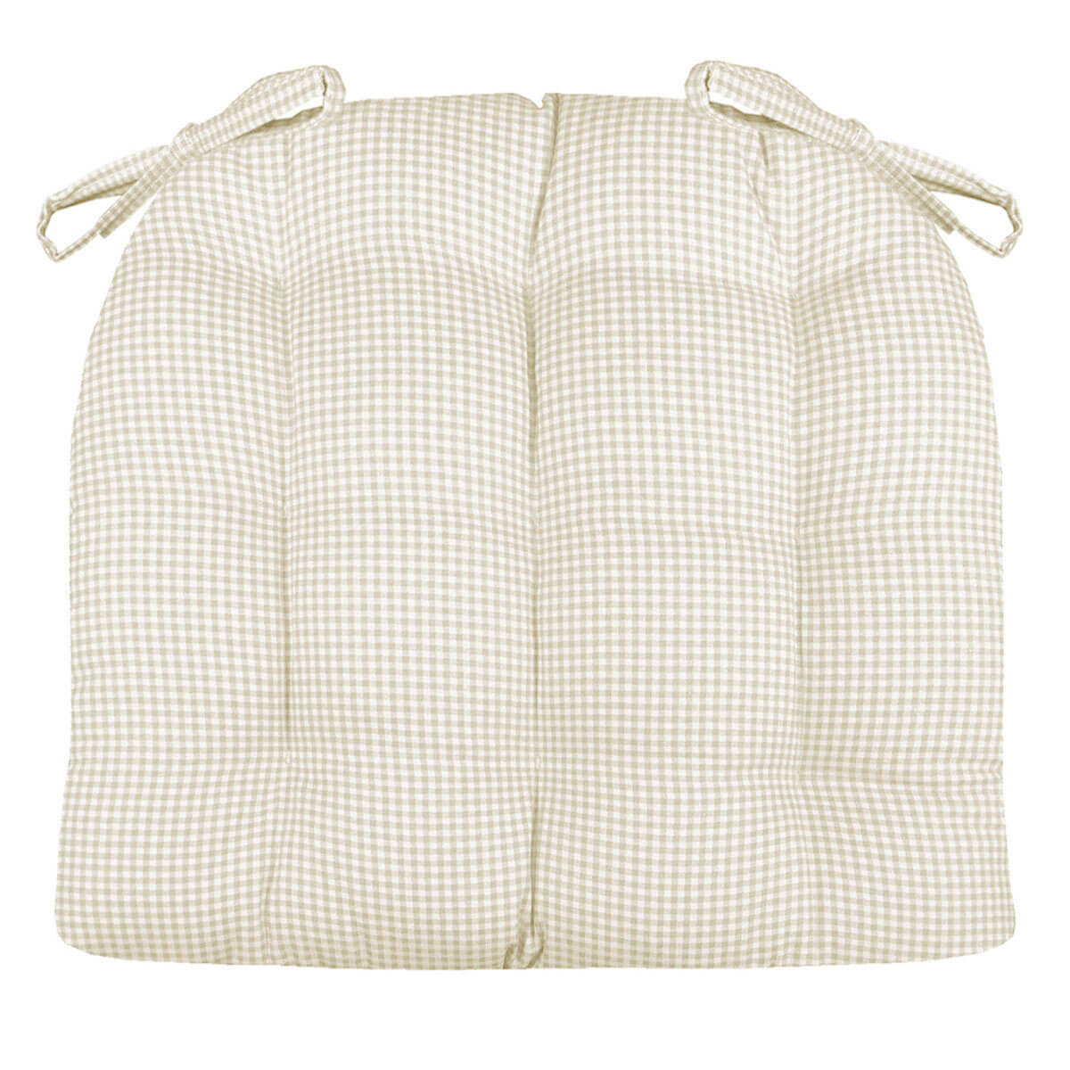 gingham check chair pads with ties made of 100% cotton fabric  in natural
