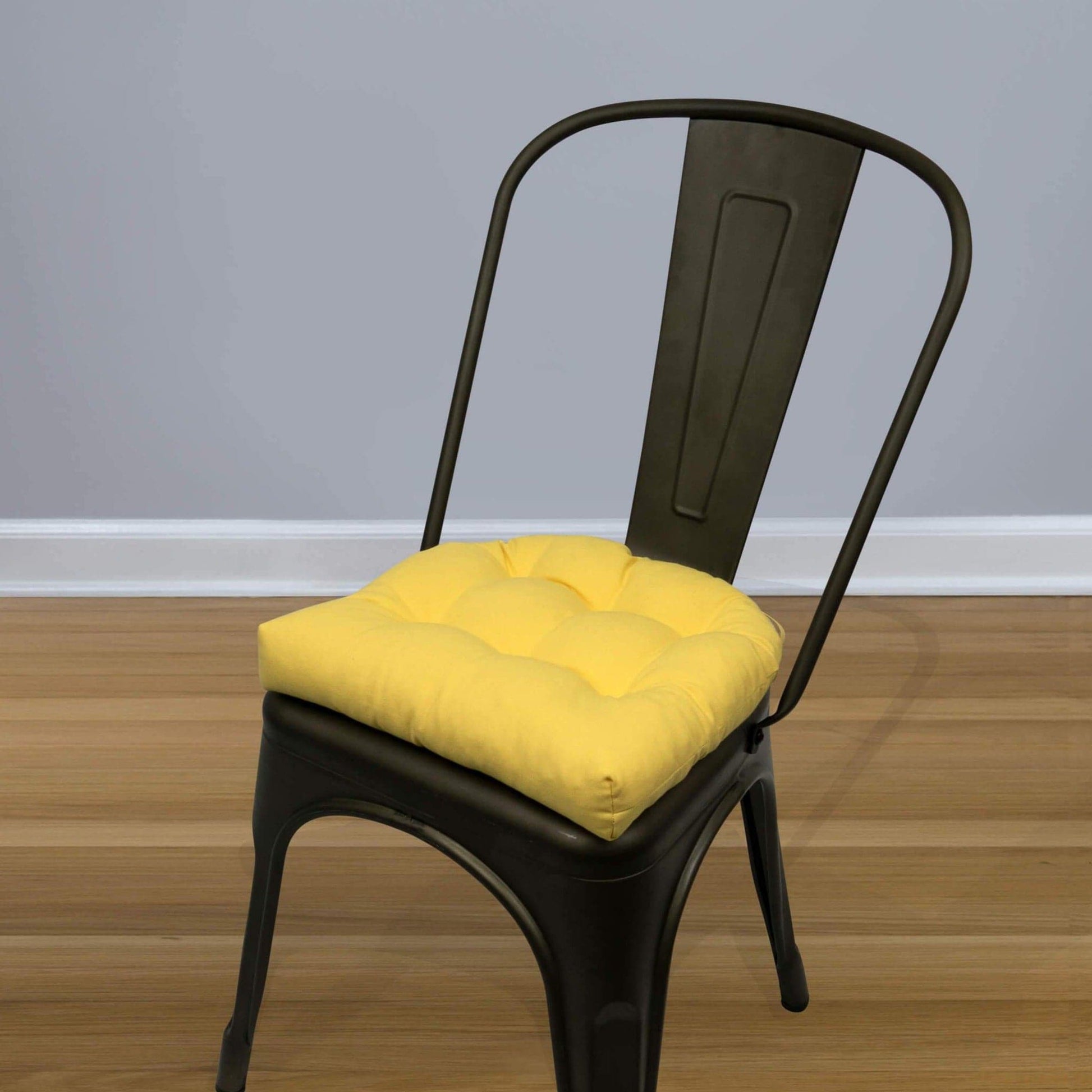 Cotton Duck Yellow Solid Color Dining Chair Pads - Latex Foam Fill