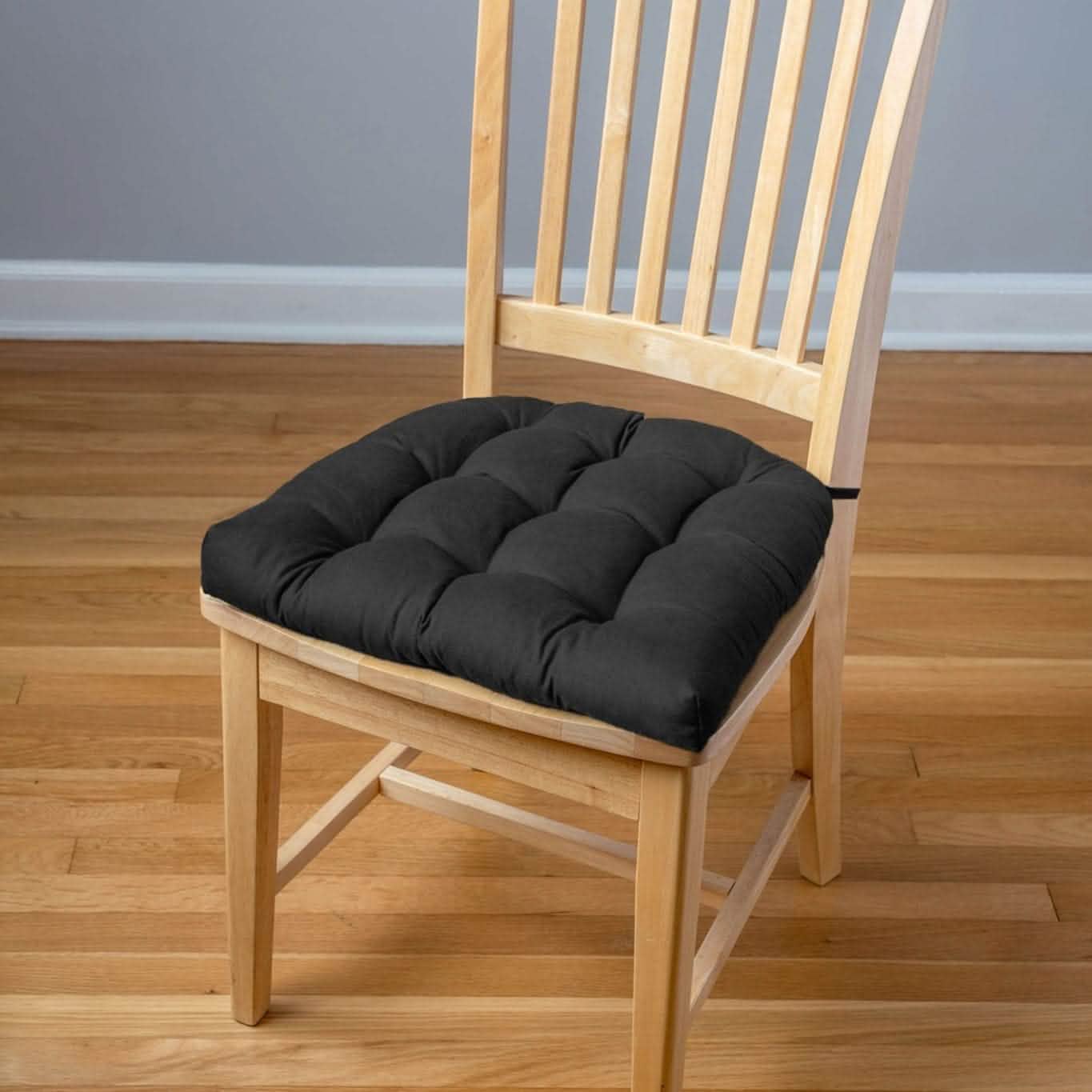 Cotton Duck Black Solid Color Dining Chair Cushions - Barnett Home Decor - Black