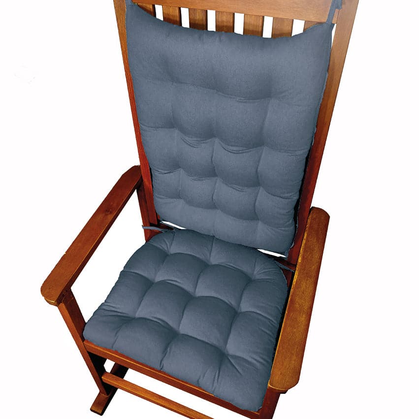 Cotton Duck Federal Blue XL Rocking Chair Cushions - Latex Foam Fill
