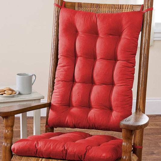 Thick bright red rocking chair cushion