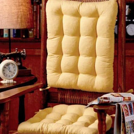 Cotton Duck Yellow Rocking Chair Cushions Latex Foam Fill Reversible