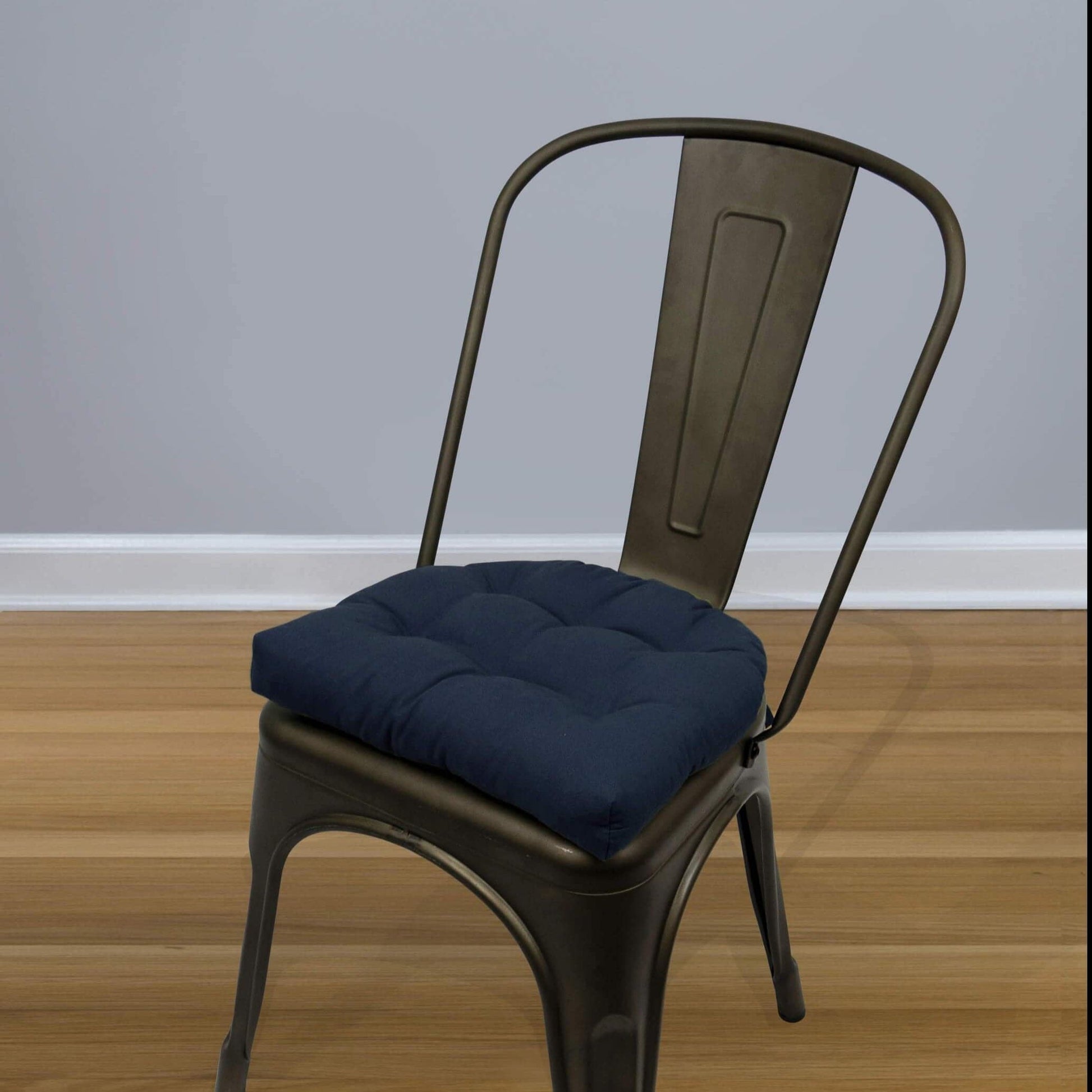 Cotton Duck Navy Blue Industrial Chair Cushion - Latex Foam Fill - Barnett Home Decor 