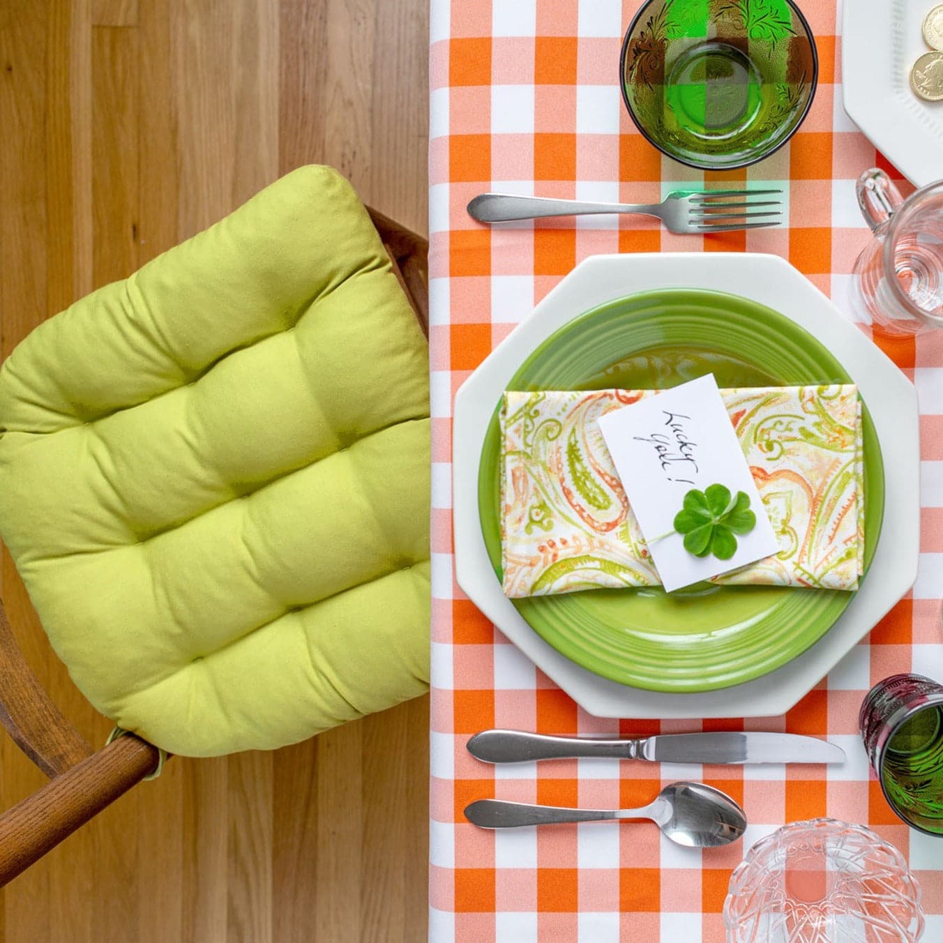 Cotton Duck Pear Green Solid Color Dining Chair Cushions | Barnett Home Decor | Pear Green