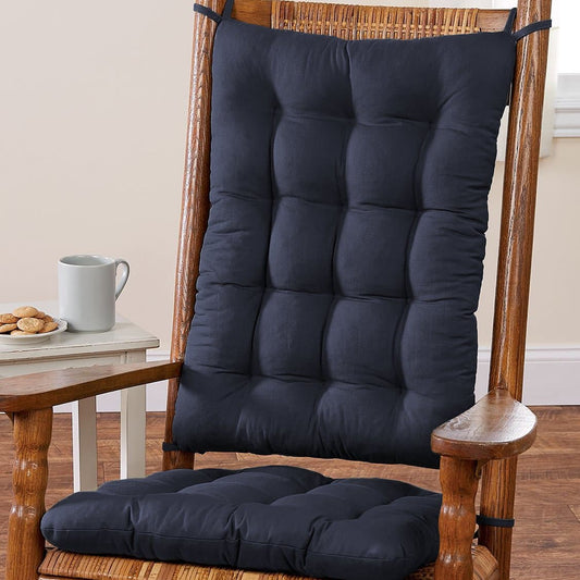 Cotton Duck Navy Blue Rocking Chair Cushions - Barnett Home Decor - Navy Blue