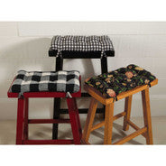 Nassau Vine Black Floral Saddle Stool Cushion