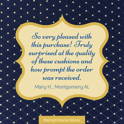 Tiffany Navy Blue Brocade Dining Chair Cushion Customer Testimonial