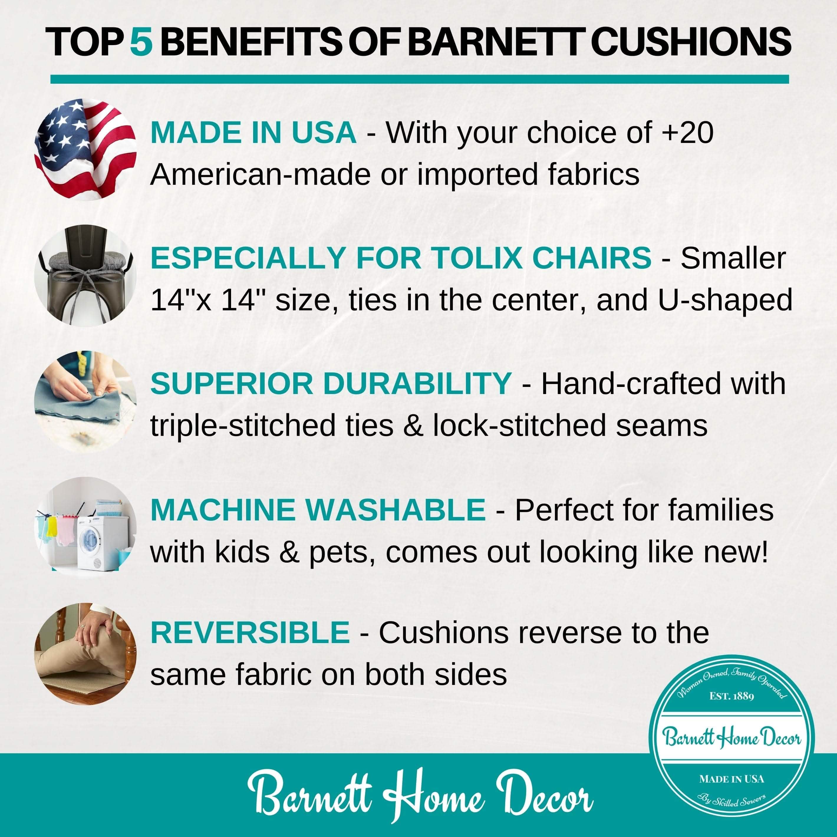 Bliss Industrial Chair Cushion - Latex Foam Fill - Reversible - Great Deals Collection